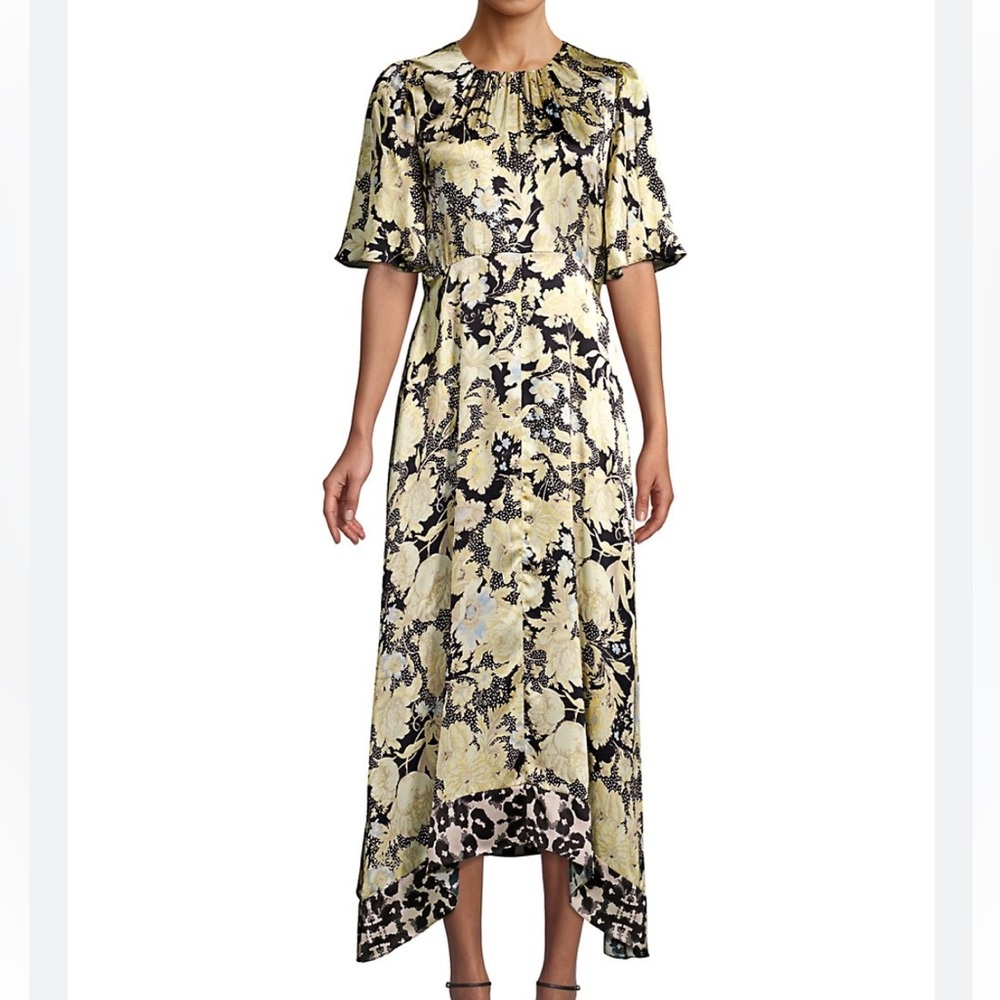 Rebecca Taylor black floral silk dress